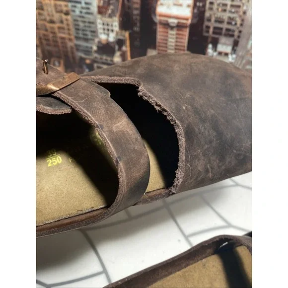 Birkenstock London Leather Clogs Slides Men's Eur 39 US 8 Made in Germany - Picture 10 of 10